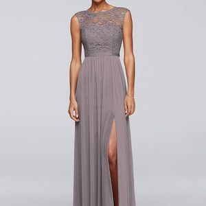 Long Bridesmaid Dress With Lace Bodice